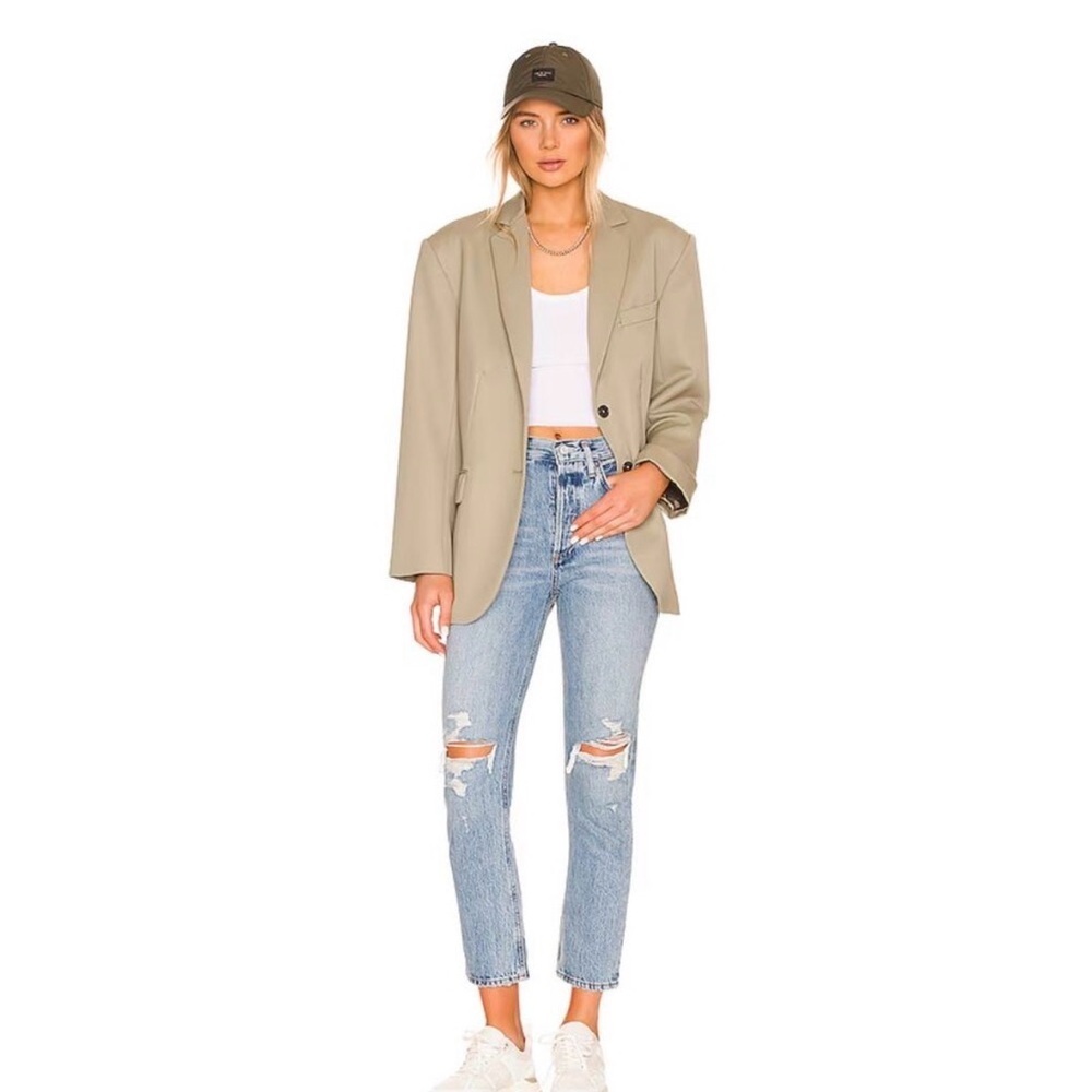 AGOLDE Riley High Rise Straight Crop Distressed Ripped Knee Jeans Size 27